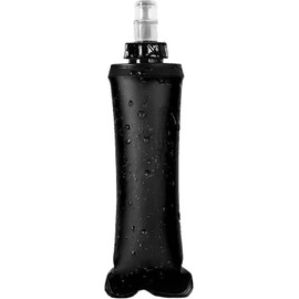 DENISH ETERNAL NUTRITION Botella de agua color negro de 250ml, soft flask, bolsa de agua de plástico plegable para correr ciclismo triatlón senderismo. Soft water bottle for running cycling triathlon hiking (Negro - 250ml)