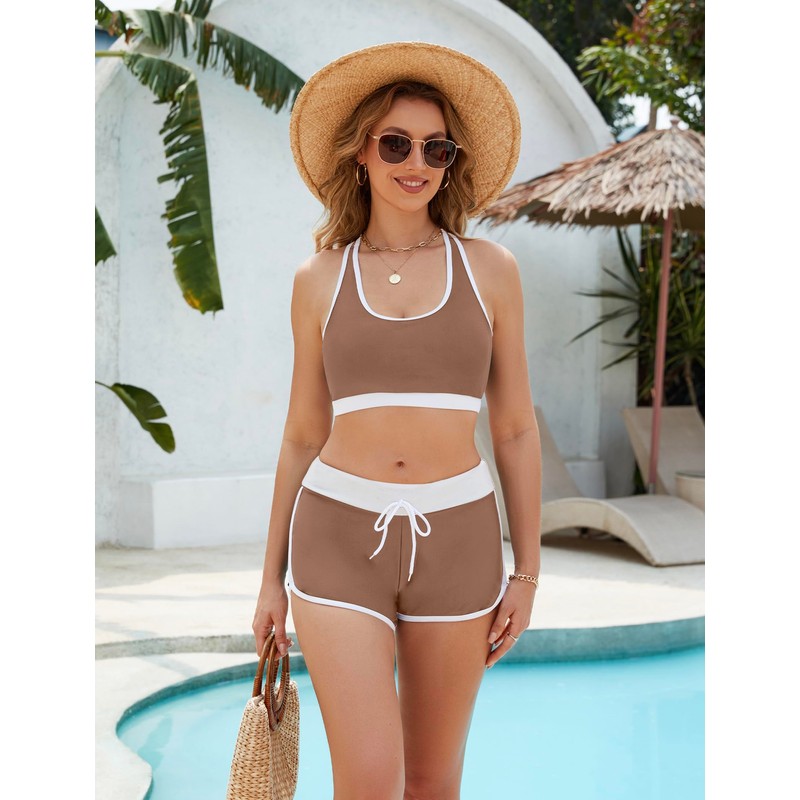 Traje de baño deportivo de dos piezas para mujer con