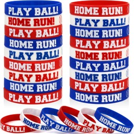 Neureyte 88 Pieces Baseball Rubber Bracelets(4 Styles),Bulk Baseball Silicone Wristbands Softball Game Gifts for Kids Team Accessories Decorations, Silicone Stretch Wristbands for Kids Party Supplies