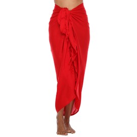Shu-Shi Womens Beach Cover Up Sarong Swimsuit Cover-Up, Red, One Size,Red,One Size