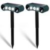 Qualirey 2 Pcs Solar Nocturnal Ultrasonic Light Animal Repeller Outdoor