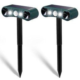 Qualirey 2 Pcs Solar Nocturnal Ultrasonic Light Animal Repeller Outdoor Deterrent with Pir Sensor Waterproof Deterrent Deer Repellent Devices to Repel Cat, Dog, Rabbit, Raccoon, Fox for Yard Garden