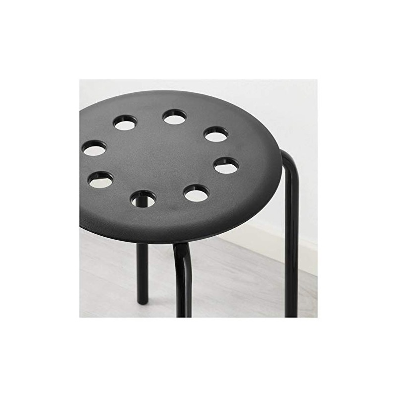 Ikea Marius Steel, Epoxy Powder Coating Stool (Black), Set of