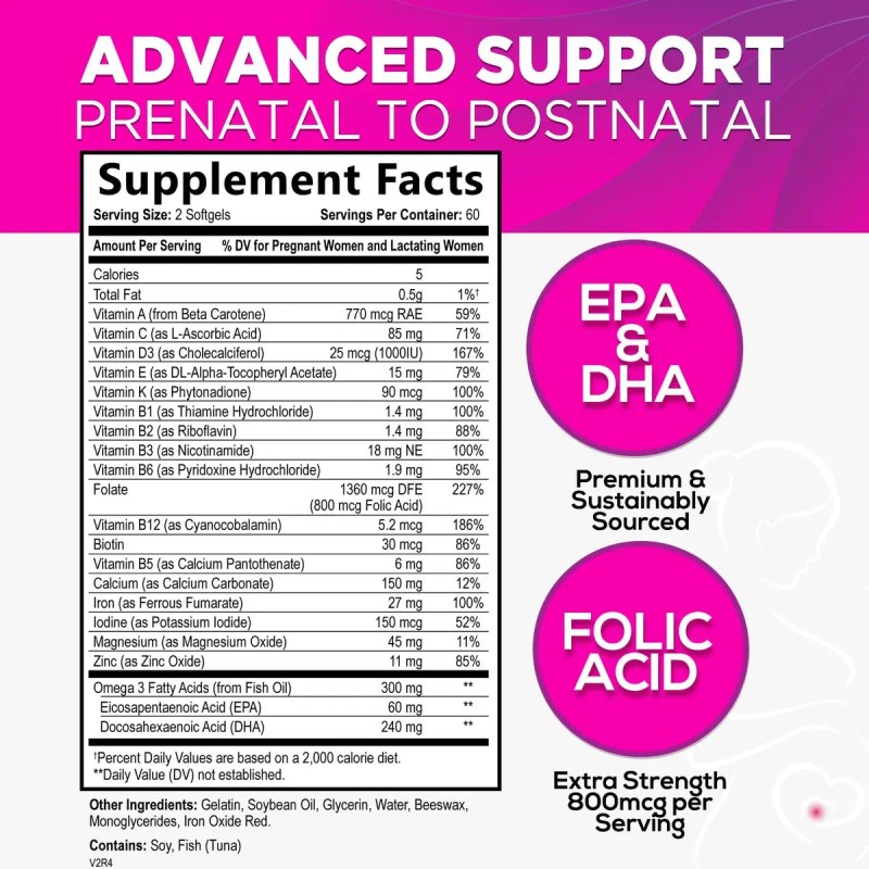 Multivitamínico Prenatal Nature's Nutrition Con Ácido Fólico