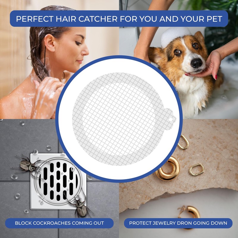 Disposable Hair Catcher Shower Drain Mesh Stickers, 35 Pack