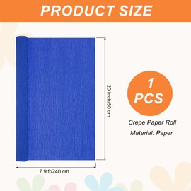 sourcing map Crepe Paper, 7.9ft Long 20 Inch Wide Dark Blue Crepe Paper Roll for Streamers Party Decorations, Graduation Party Supplies, DIY Crafts(Pack of 1)