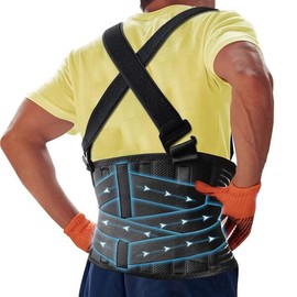 DARLIS 탈부착 가능한 서스펜션 스트랩이 있는 DARLIS 플러스 사이즈 5XL / 6XL 워크 백 브레이스, 리프팅 안전을 위한 교정 보호대, 건설 중인 남성 허리 지지 벨트, 창고 작업, 이사 [XL/2XL(44 - 51.2 )] DARLIS Plus Size 5XL / 6XL Work Back Brace with Detachable Suspension Strap, Lifting Safety Posture Corrector, Men's Wais