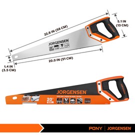 JORGENSEN 20 Inch Pro Hand Saw, 11 TPI Fine-Cut Ergonomic Non-Slip Aluminum Ultrasonic Welding Handle for Sawing, Trimming, Gardening, Woodworking, Drywall, Plastic Pipes