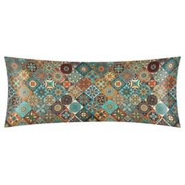 Mandala enthnic Style Body Pillow Covers Decorative Soft Bedding Satin Pillowcase with Zipper Closure Cooling Breathable Long Pillow Case-21"x 54"