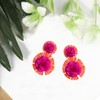 Vavhoo Raffia Flower Earrings Raffia Straw Wrapped Hot Pink Flower