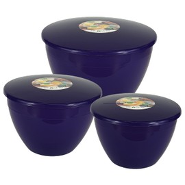 Just Pudding Basins 3 Larger Bowl Sizes and Lids in 1 Set, 1x 1.5 Pint (850ml), 1x 2 Pint (1.14lt), 1x 3 Pint (1.71lt) Purple
