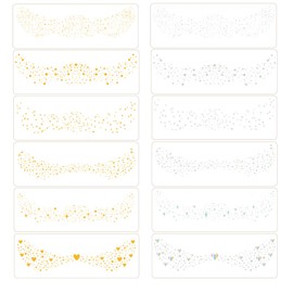 Xinlie 12 Styles Glitter Freckles Tattoo Glitter Freckles Tattoo Waterproof Golden Stars and Dots Temporary Tattoos Festival Freckles Golden Temporary Freckles for Women Body Art