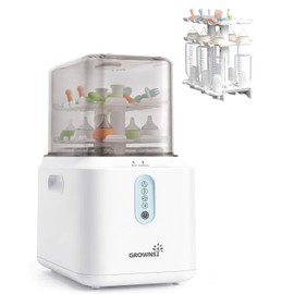 Grownsy 3 Layers Large Capacity Bottle Sterilizer and Dryer, 45% Faster Electric Steam Sterilization, Universal Bottle Sterilizer for Baby Bottles, Breast Pump Parts, Glass & Plastic, Compact Design