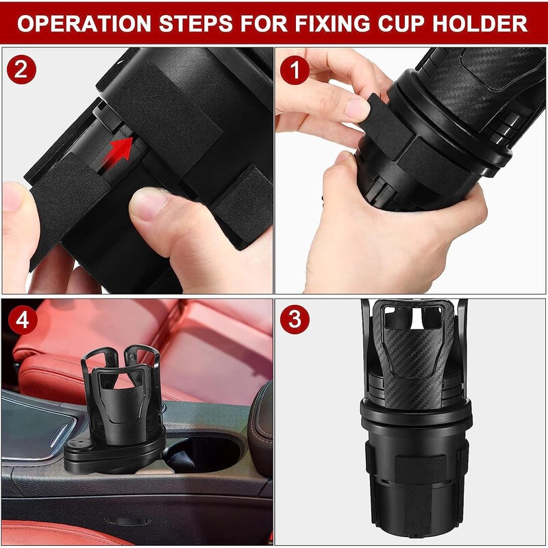 MACHSWON 2pcs Black Multifunctional Car Cup Holder Drink Holder with