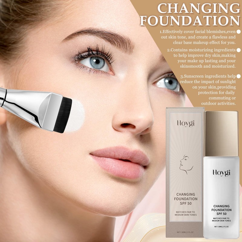 Foundation Color Changing, Sonnenschutzwert 50 Farbwechselnde Foundation für Reife Haut,