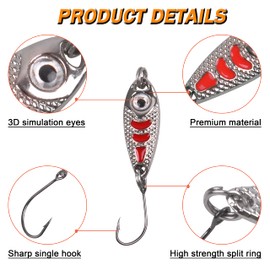 Fishing Lure Kits Spoon Spinners for Trout-12pcs Mini Fishing Spinners Lure Kit with Single Hook Colorful Fishing Jig Spoon Lure for Trout Bass Crappie Char Walleye Perch (12pcs-0.07~0.18oz)