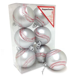 PEPPERLONELY Baseball Shatterproof Sports Ball Ornaments/Decorations, Set of 6PC, 65mm ( 2-1/2 Inch )