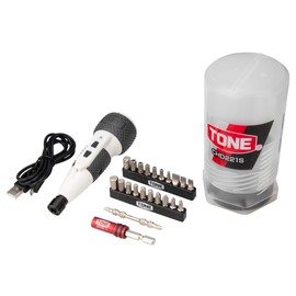 TONE CHD221S Electric Screwdriver Bit Set, 1/4 inch (6.35 mm) Bit Insert, 2.5 Nm, 23 pieces included, White