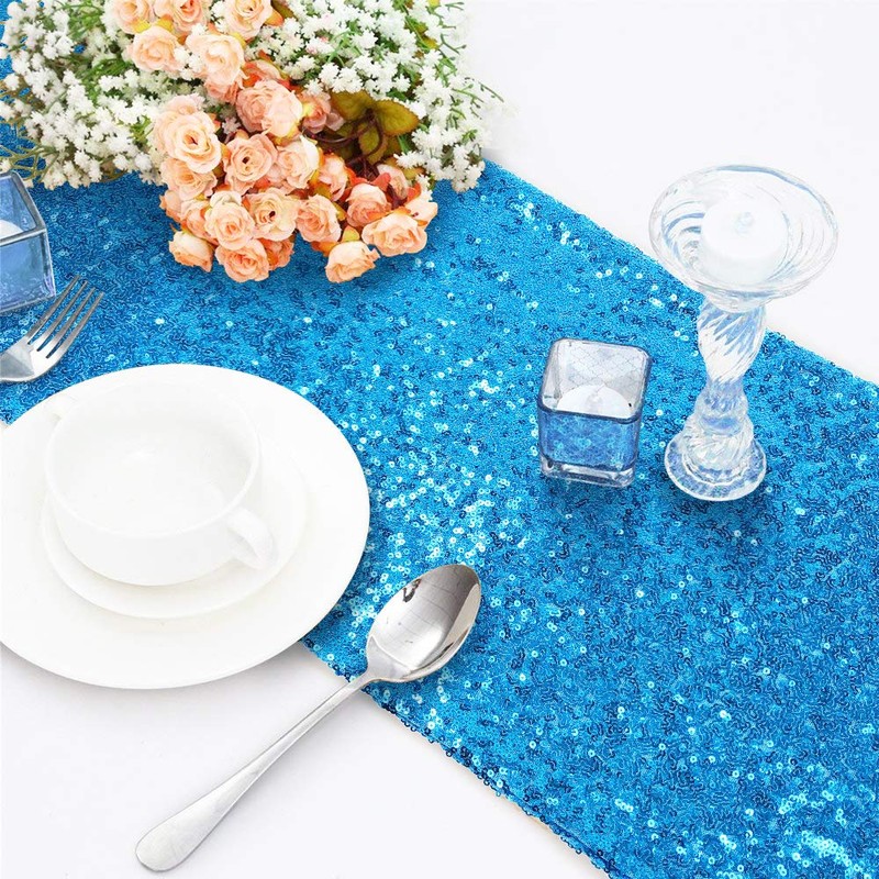 Time to Sparkle 12x108inch Glitter Sequin Table Runner Chair Sashes