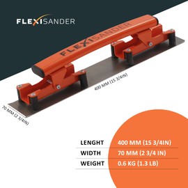 Flexible filler spatula Flexisander FFK040071, 15 1/2 x 2 3/4 in, designed for applying filler to curved and flat surfaces, suitable for vehicle body repairers, shipbuilders, composite, building, cars