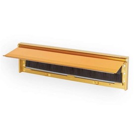 STORMGUARD 06SR0310000G Letter Box Cover with Brush & Flap for Internal OR External Use-Gold Finish, External Dimension 293 x 75mm (Internal Aperture 254mm x 40mm)