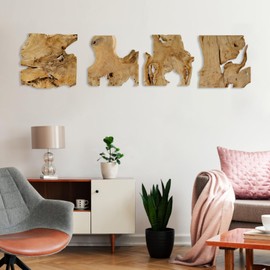 NAHARO Natural Wood Wall Art - Handcrafted Rustic Decor, Frameless Design for Living Room, Bedroom, Kitchen, or Office - Unique Organic Charm for Your Home