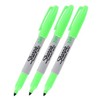 SHARPIE Neon Permanent Marker, Neon Green Ink, Pack of 3