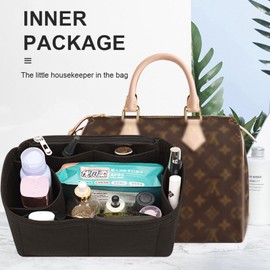 Purse Organizer Insert Fit LV Speedy 20 Tote Felt Organizer Bag Shaper Y061black-S