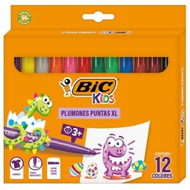 BIC Plumones Visa XL Plumones a Base de Agua Barril Redondo Punta Cnica Colores Intensos Washable Resistente a Cadas 12 Piezas                        