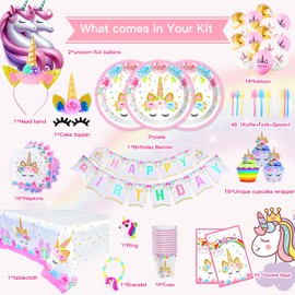 Unicorn Birthday Party Supplies - Best Value Unicorn Birthday Decorations Set with Unicorn Plates, Cups, Napkins, and Cutlery for Unicorn Party Themes, Perfect Unicorn Decorations for Girls