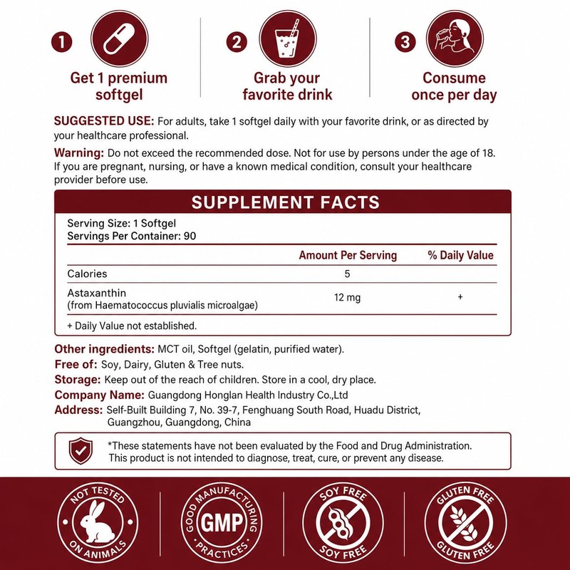 coycozy Astaxanthin 12mg Natural 90 Softgels Astaxanthin Supplement Antioxidant Support
