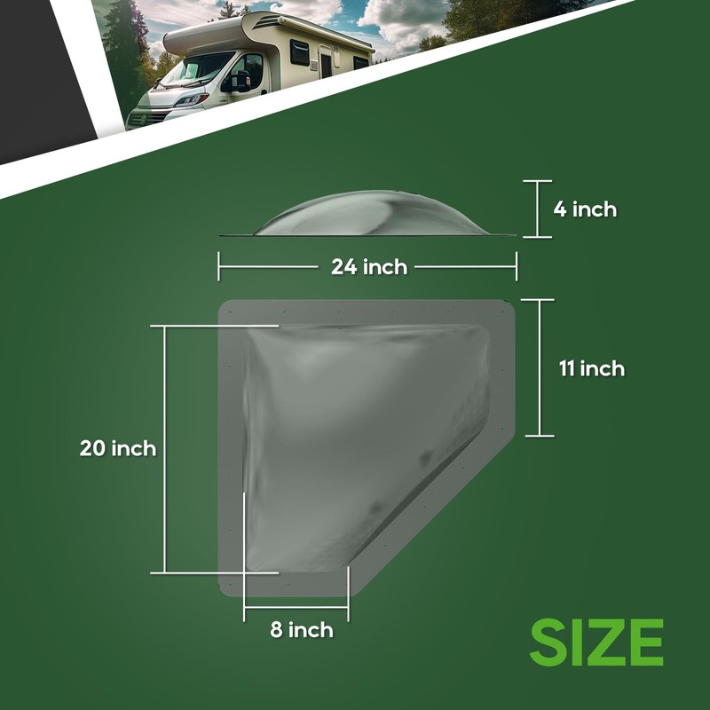 RVGUARD RV Skylight Replacement, 11" x 24" Outer Dimension Skylight