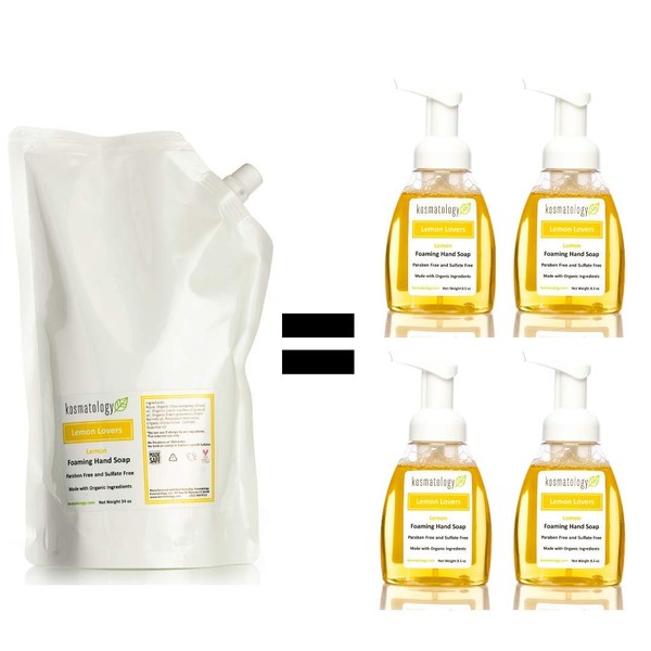 kosmatology Lemon Lover's (Lemon) Organic Foaming Hand Soap Refill Bag, 34 fl oz