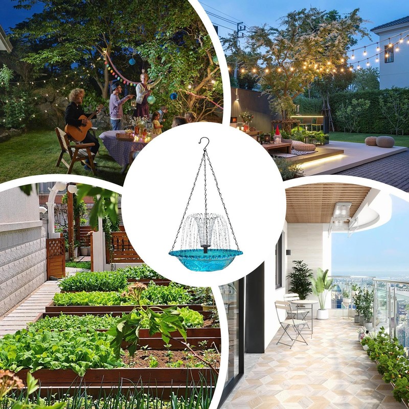 Bird Baths for Outdoors | Solar Bird Fountain,Hangable Drinking Feeder