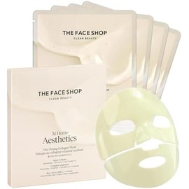 The Face Shop At Home Aesthetic - Mascarilla Facial Coreana de Hidrogel | Set de 4 Piezas Antiedad y Luminosidad | Con Colágeno y Vita Complex 10 Toning | Reafirma, Hidrata y Atenúa Manchas K-Beauty
