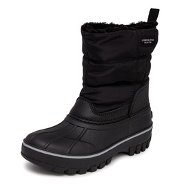 LONDON FOG Jett Waterproof Unisex Kids Snow Boot, Insulated Fleece Lined, Size 5 Toddler to 6 Big Kid, Black, Navy Blue, Grey, Pink, size 6 todder black