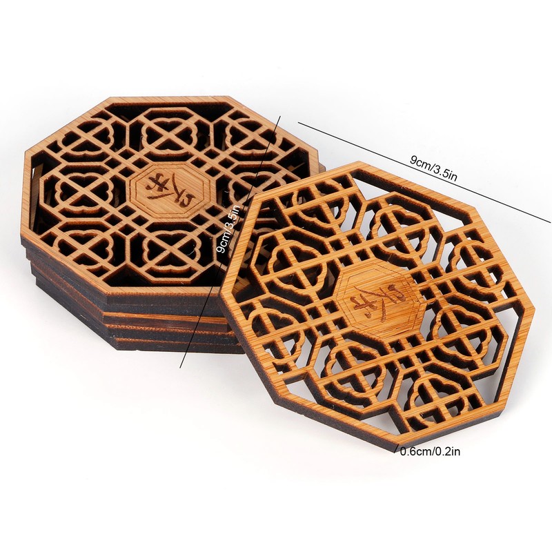 6PCS Bamboo Coaster Teacup Mat AntiScald Heat Insulation Pad Tea