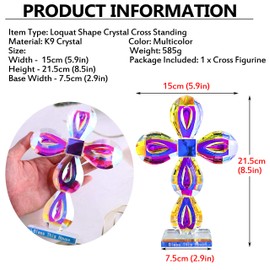 QFkris Standing Cross Crystal Crosses Figurine Tabletop Crosse for Home Decor 8.5'' Tall Glass Crosses Craft for Table