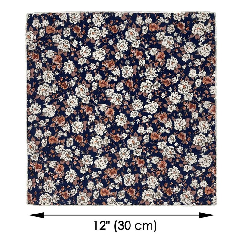 Kebocis Pañuelo cuadrado con bolsillo floral para hombre, Azul Marino