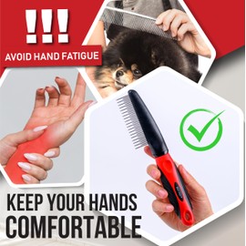 Poodle Comb with Rotating Teeth - 5-in-1 Dog Dematting Tool - Used for Small Size Breeds and Puppies - Cat Comb for Shedding and Deshedding