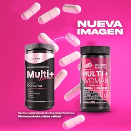 Multivitaminico Para Mujer | 180 Cápsulas | Vitaminas con Colágeno, Curcuma y Pimienta Negra + Vinagre de Manzana + Jengibre Biotina Acido Fólico