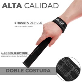 Elite Fitness Correas acolchonadas para Levantamiento de Pesas, Straps para Gimnasio (PAR), Correas de Soporte, Straps de Gym para Proteccion de Dedos y muñecas (Negro)