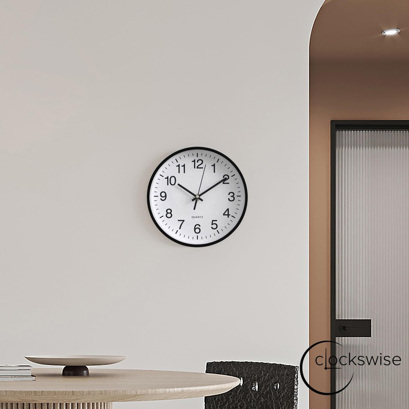 Clockswise Black 8-in Analog Clock Silent, Non-Ticking for Wall, Office