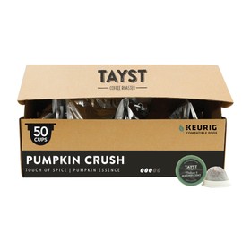Tayst Coffee Pods, Pumpkin Crush Medium Roast, K Cups Compatible with Keurig Coffee Maker, Sustainable Single Serve, Pack of 50