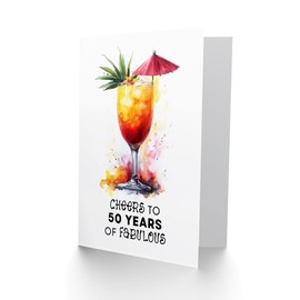 Artery8 Cheers to 50 Years of Fabulous Cocktail Fun 50th Birthday Card For Women