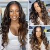 Highlight Body Wave V Part Wig Ombre Brown Body Wavy