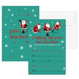 seclate Christmas Party Invitations, 25 Double-Sided Invitation Cards with 25 Envelopes, Santa Xmas Holiday Invites for Party Decoration Supplies Favors - F05