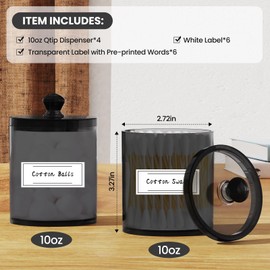 MateeyLife Qtip Holder 4 Pack,Qtip Dispenser for Cotton Pads,Swabs,Balls,Bathroom Storage Containers for Organizing,Plastic Bathroom Canisters with Lid,Storage Jars Vanity Makeup Accessories Set