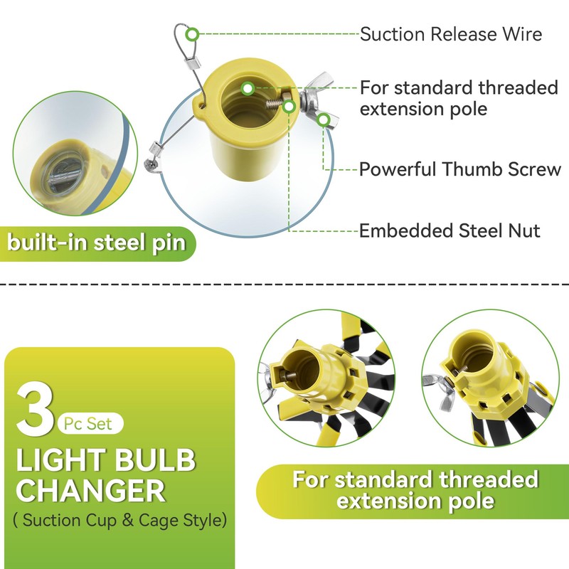 Dreyoo 3 Pieces Set Light Bulb Changer, Standard Incandescent, Floodlight