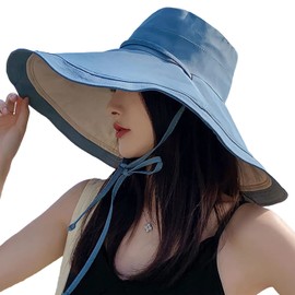HUAMULAN 7" Wide Brim Women Summer Sun Floppy Hat Beach Bucket Hats Reversible Foldable Fishing Travel UV Protection Lady Hat